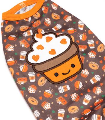 Show full view: The Worthy Dog Pumpkin Spice Tee Dog Shirt, Brown, Large slide 3 of 4