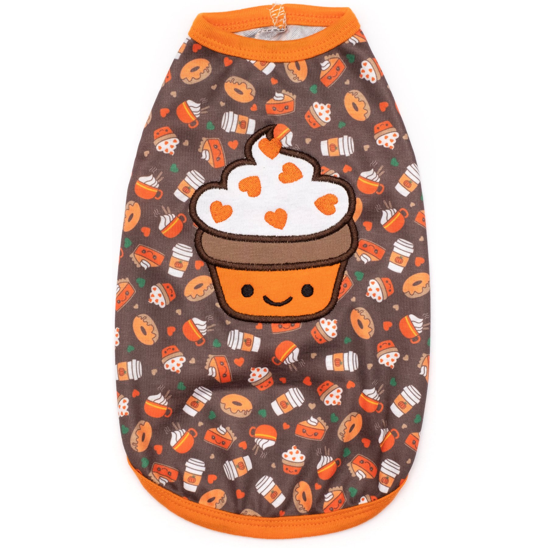 The Worthy Dog Pumpkin Spice Tee Dog Shirt, Brown, Small