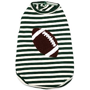 The Worthy Dog Football Tee Dog Shirt, Green/White, XX-Large