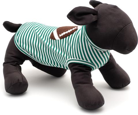 Show full view: The Worthy Dog Football Tee Dog Shirt, Green/White, X-Small slide 4 of 4