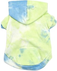 The Worthy Dog Tie Dye Dog Hoodie, Blue, X-Small