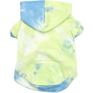 The Worthy Dog Tie Dye Dog Hoodie, Blue, Small