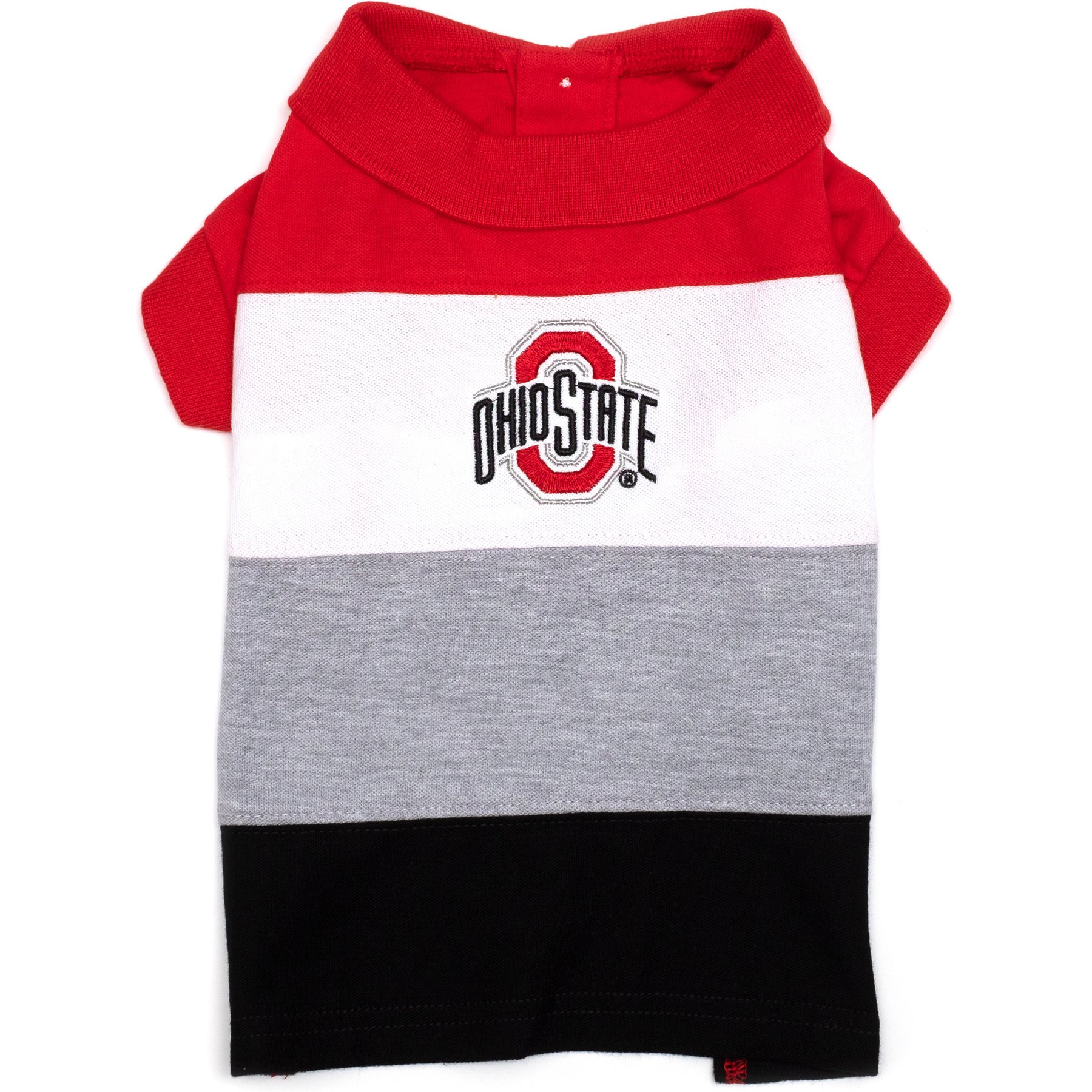 The License House Ohio State Colorblock Polo Dog Shirt, Multicolored, X-Small