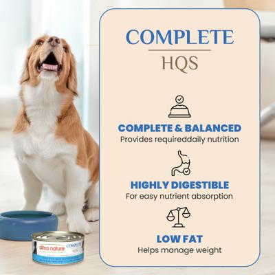 Show full view: Almo Nature HQS Complete Tuna Stew with Veggies in Gravy Grain-Free Wet Dog Food, 5.5-oz can, case of 12 slide 4 of 9