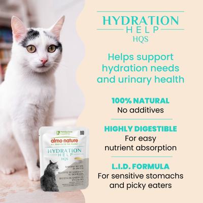 Show full view: Almo Nature Hydration Help HQS Sardine Recipe in Broth Wet Cat Food Topping, 1.77-oz pouch, case of 12 slide 4 of 9