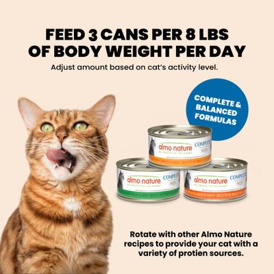 Show full view: Almo Nature HQS Complete Chicken Recipe with Carrots Grain-Free Canned Cat Food, 2.47-oz, case of 12 slide 8 of 11