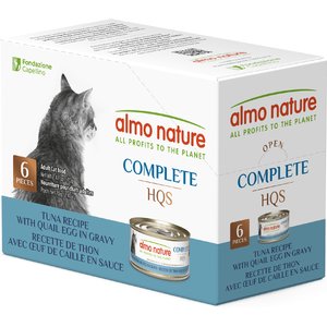 Almo Nature HQS Complete Tuna with Quail Eggs in Gravy Flaked Wet Cat Food, 2.47-oz can, case of 6