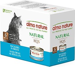 Almo Nature HQS Natural Mackerel Flaked Wet Cat Food, 2.47-oz can, case of 6