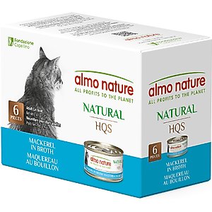 Almo Nature HQS Natural Mackerel Flaked Wet Cat Food, 2.47-oz can, case of 6