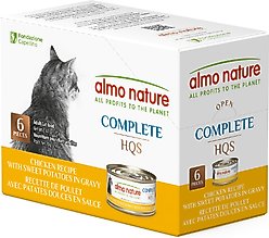 Almo Nature HQS Complete Chicken with Sweet Potatoes in Gravy Shredded Wet Cat Food, 2.47-oz can, case of 6