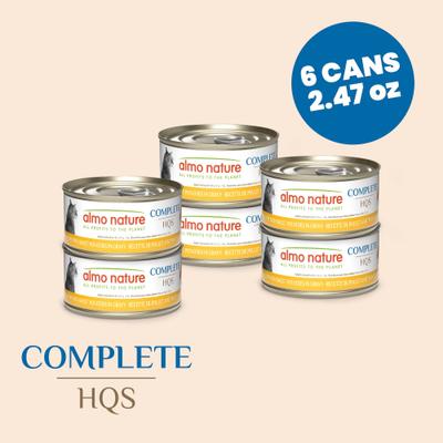 Show full view: Almo Nature HQS Complete Chicken with Sweet Potatoes in Gravy Shredded Wet Cat Food, 2.47-oz can, case of 6 slide 3 of 10