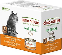 Almo Nature HQS Natural Chicken with Pumpkin Shredded Wet Cat Food, 2.47-oz can, case of 6