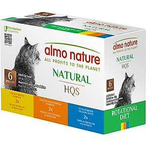 Almo Nature HQS Natural Rotational Diet Chicken & Tuna Selections Variety Pack Wet Cat Food, 5.29-oz can, case of 6
