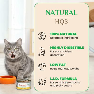 Show full view: Almo Nature HQS Natural Rotational Diet Tuna Selections Variety Pack Wet Cat Food, 2.47-oz can, case of 12 slide 5 of 12