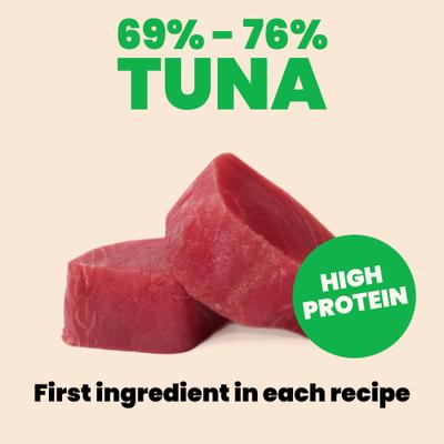 Show full view: Almo Nature HQS Natural Rotational Diet Tuna Selections Variety Pack Wet Cat Food, 2.47-oz can, case of 12 slide 7 of 12