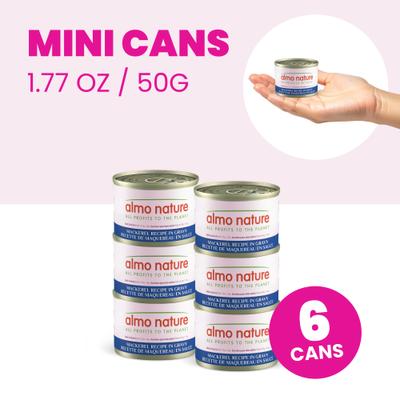 Show full view: Almo Nature HQS Supportive Formulas Skin & Coat Support Formula Flaked Mackerel Recipe in Gravy Wet Cat Food, 1.77-oz can, case of 6 slide 3 of 10