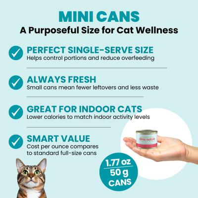 Show full view: Almo Nature HQS Supportive Formulas Immune Support Formula Shredded Chicken Recipe with Blueberry in Gravy Wet Cat Food, 1.77-oz can, case of 6 slide 7 of 10