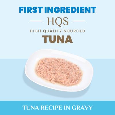 Show full view: Almo Nature HQS Supportive Formulas Indoor Formula Flaked Tuna Recipe in Gravy Wet Cat Food, 1.77-oz can, case of 6 slide 6 of 11