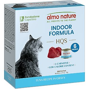Almo Nature HQS Supportive Formulas Indoor Formula Flaked Tuna Recipe in Gravy Wet Cat Food, 1.77-oz can, case of 6