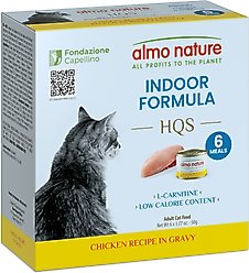 Almo Nature HQS Supportive Formulas Indoor Formula Shredded Chicken Recipe in Gravy Wet Cat Food, 1.77-oz can, case of 6