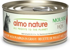 Almo Nature HQS Paté Chicken Recipe with Pumpkin in Gravy Grain-Free Pate Wet Canned Cat Food, 2.47-oz can, case of 24