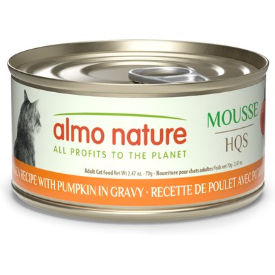 Almo Nature Almo Nature Mousse HQS Grain-Free Chicken Recipe with Pumpkin in Gravy Pate Wet Cat Food, 2.47-oz can, case of 24