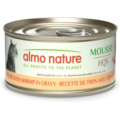 Almo Nature Almo Nature Mousse HQS Grain-Free Tuna Recipe with Shrimps in Gravy Pate Wet Cat Food, 2.47-oz can, case of 24