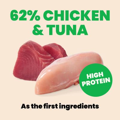 Show full view: Almo Nature HQS Natural Chicken & Tuna Entree with Vegetables in Broth Wet Dog Food, 5.5-oz can, case of 12 slide 6 of 9