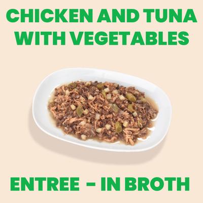 Show full view: Almo Nature HQS Natural Chicken & Tuna Entree with Vegetables in Broth Wet Dog Food, 5.5-oz can, case of 12 slide 3 of 9