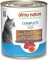 Almo Nature HQS Complete Tuna Recipe with Pumpkin in gravy Cat Wet Food, 9.87-oz can, case of 12