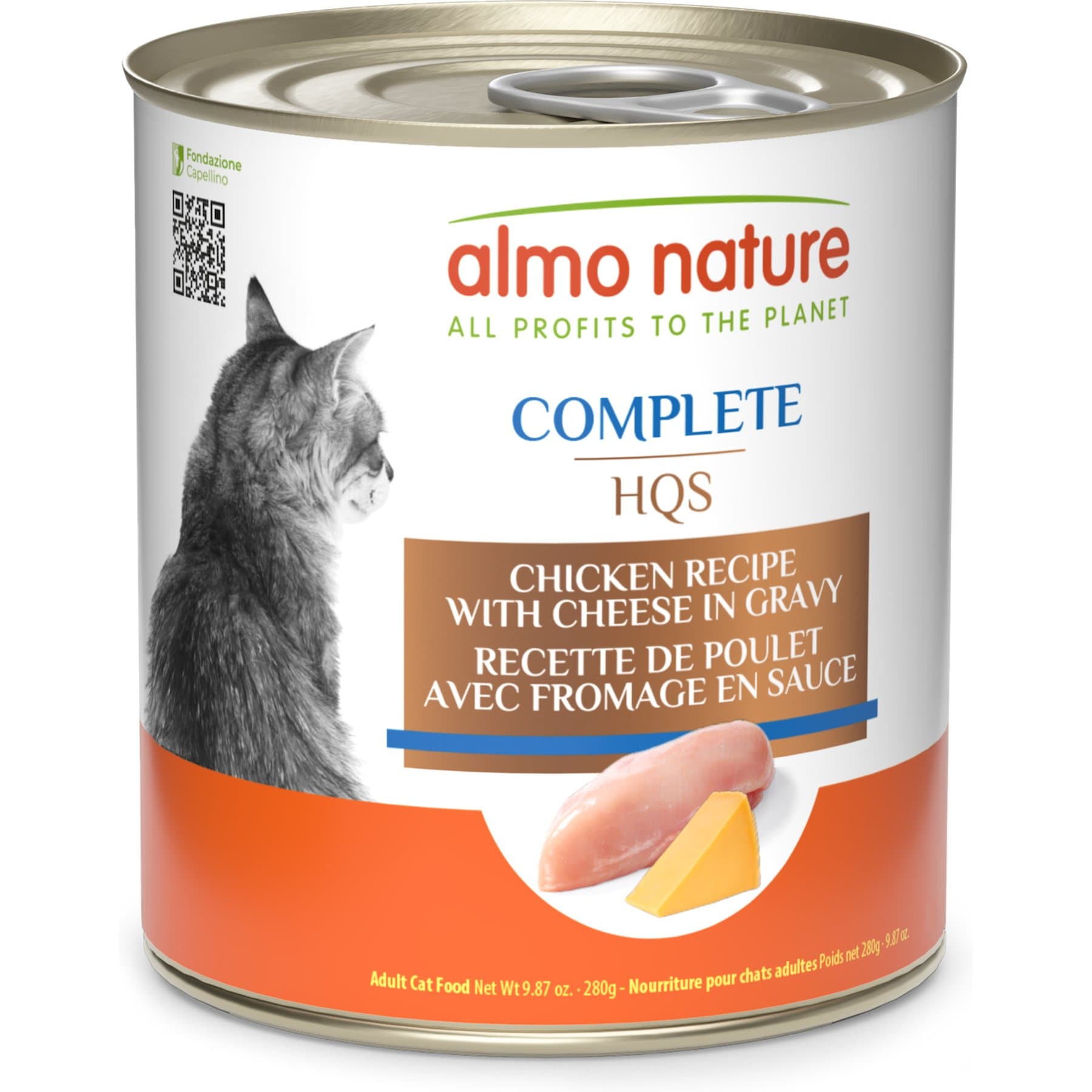 Almo Nature Complete HQS Chicken Recipe with Cheese in Gravy Cat Wet Food, 9.87-oz can, case of 12