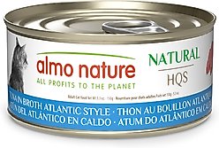 Almo Nature Natural HQS Grain-Free Tuna Atlantic Style in Broth Cat Food, 5.29-oz can, case of 24