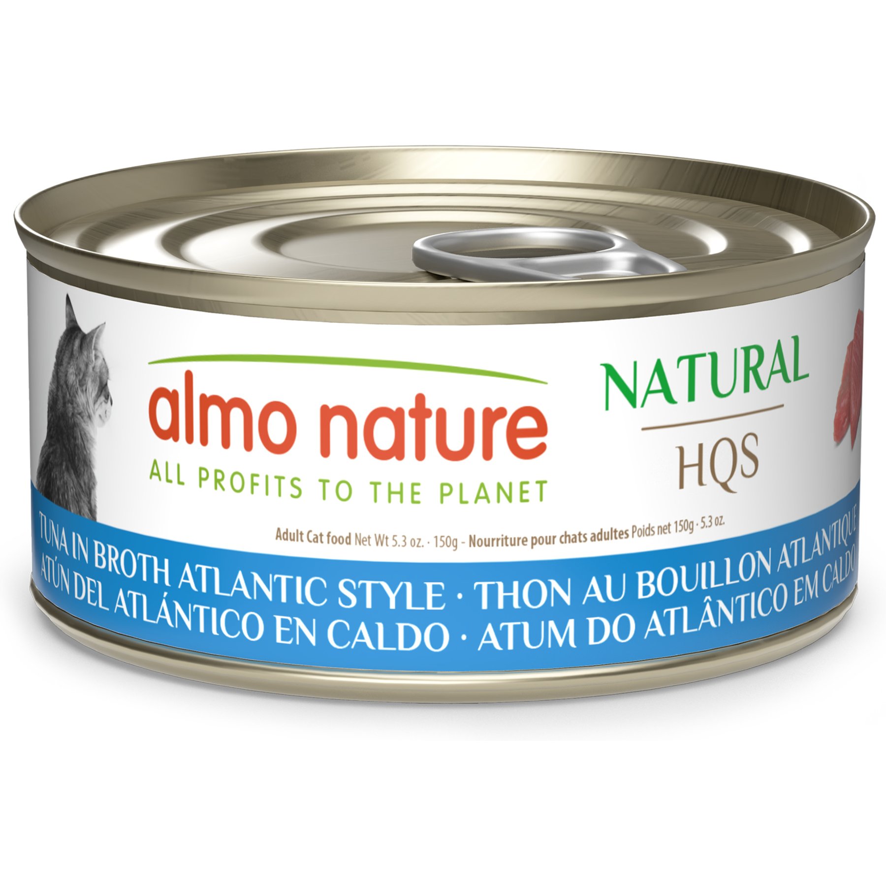 Almo Nature Natural HQS Grain-Free Tuna Atlantic Style in Broth Cat Food, 5.29-oz can, case of 24
