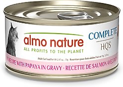 Almo Nature HQS Complete Salmon with Papaya Wet Cat Food, 2.47-oz can, case of 12