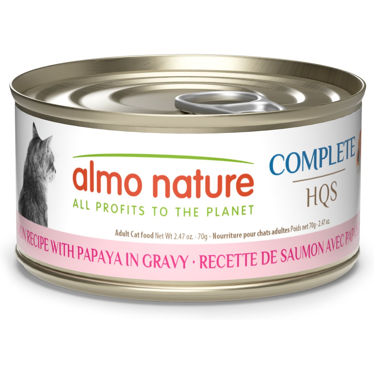 Almo Nature Complete HQS Salmon with Papaya Wet Cat Food, 2.47-oz can, case of 12