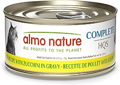 Almo Nature HQS Complete Chicken with Zucchini Wet Cat Food, 2.47-oz can, case of 12