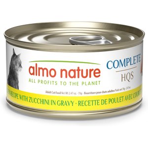 Almo Nature HQS Complete Chicken with Zucchini Wet Cat Food, 2.47-oz can, case of 12