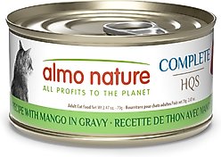 Almo Nature HQS Complete Tuna with Mango Wet Cat Food, 2.47-oz can, case of 12