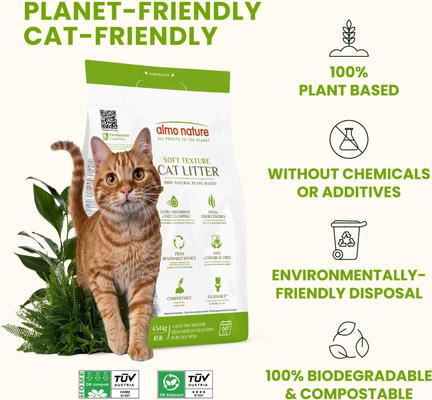 ALMO NATURE Unscented Clumping Plant-Based Natural Cat Litter,