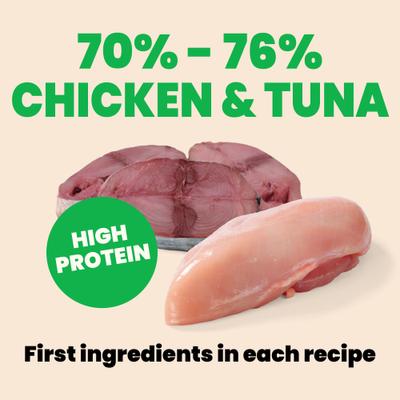 Show full view: Almo Nature HQS Natural Rotational Diet Chicken Selections & Tuna Pacific Style Variety Pack Canned Cat Food, 2.47-oz, case of 12 slide 7 of 11