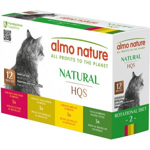 Almo Nature HQS Natural Rotational Diet Chicken Selections & Tuna Pacific Style Variety Pack Canned Cat Food, 2.47-oz, case of 12