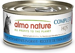 Almo Nature HQS Complete Tuna with Sardine Grain-Free Canned Cat Food, 2.47-oz, case of 12