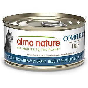 Almo Nature HQS Complete Mackerel with Sea Bream Grain-Free Canned Cat Food, 2.47-oz, case of 12