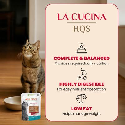 Show full view: Almo Nature HQS La Cucina Tuna with Sole Grain-Free Cat Food Pouches, 1.94-oz, case of 12 slide 4 of 11