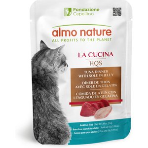 Almo Nature HQS La Cucina Tuna with Sole Grain-Free Cat Food Pouches, 1.94-oz, case of 12