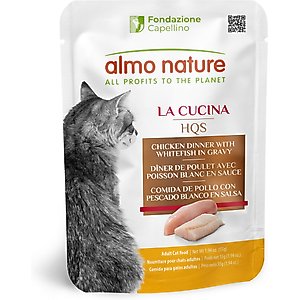 Almo Nature HQS La Cucina Chicken with Whitefish Grain-Free Cat Food Pouches, 1.94-oz, case of 12