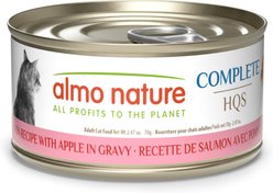 Almo Nature HQS Complete Salmon Recipe with Apples Grain-Free Canned Cat Food, 2.47-oz, case of 12