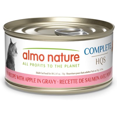 Almo Nature Almo Nature Complete HQS Grain-Free Salmon Recipe with Apples Cat Food, 2.47-oz can, case of 12
