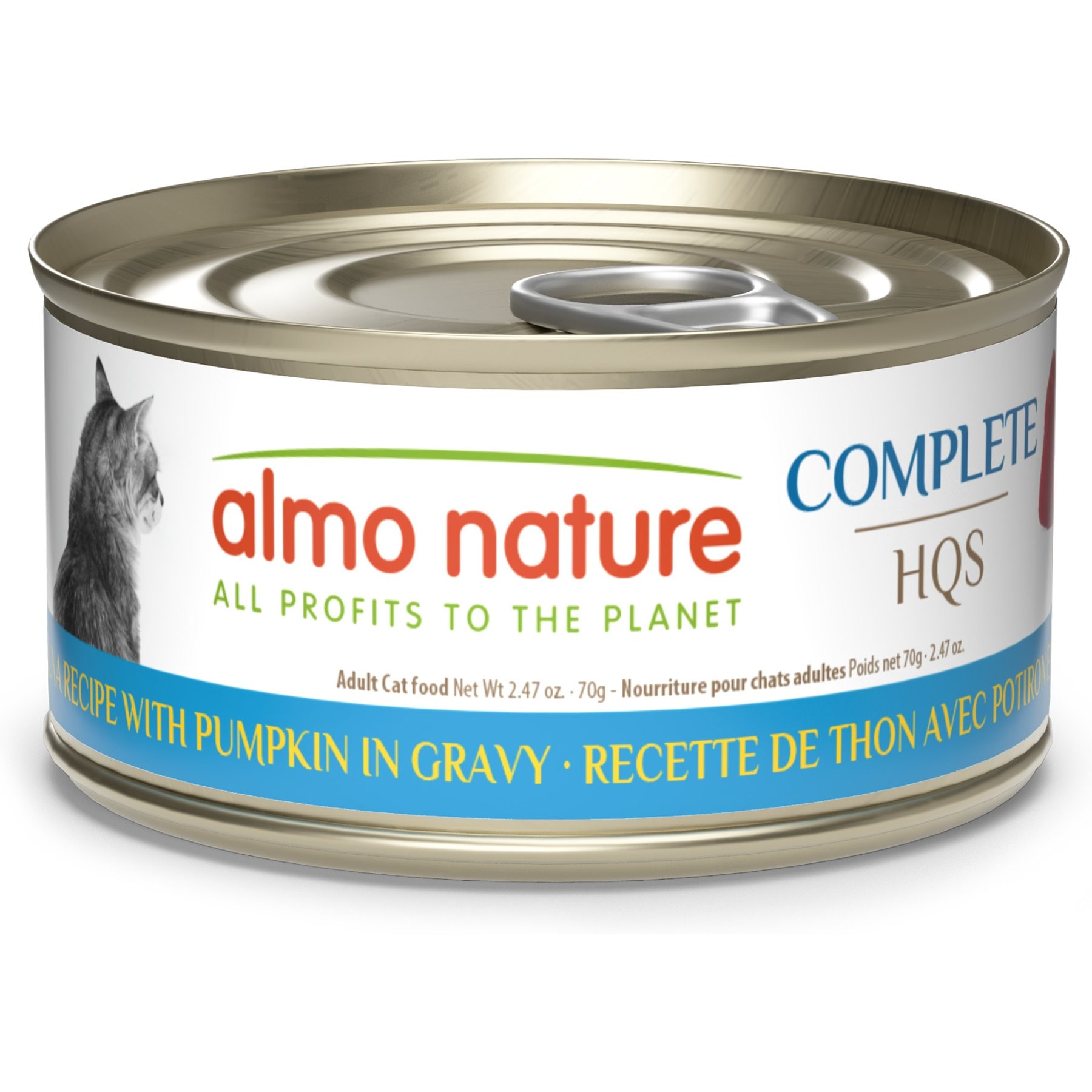 Almo Nature Complete HQS Grain-Free Tuna Recipe with Pumpkin Cat Food, 2.47-oz can, case of 12