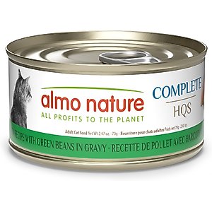 Almo Nature HQS Complete Chicken Recipe with Green Beans Grain-Free Canned Cat Food, 2.47-oz, case of 12